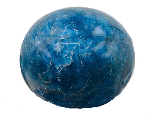 Blue Apatite Sphere Ball Natural Healing Quartz Crystal Gemstone Figurine Sculpture Ball with Stand Large 80mm/3.14 inch