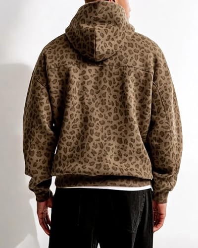 CORIRESHA Men Y2K Leopard Print Hoodie Long Sleeve Casual Vintage Pullover Sweatshirt With Pockets3