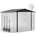 DWVO 8'x6' Large Metal Outdoor Storage Shed, Heavy Duty Tool Storage Sheds for Backyard Patio Lawn - Ideal for Bicycles, Garden Tools, and Lawn Equipment, Easy-to-Assemble, White