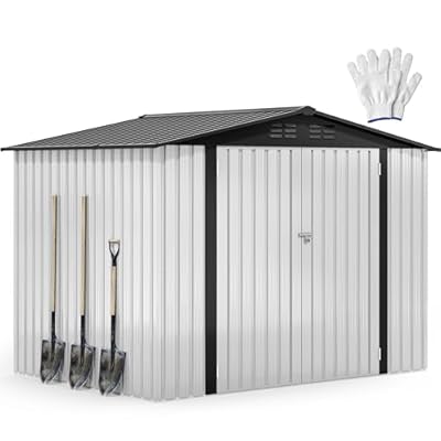 DWVO 8'x6' Large Metal Outdoor Storage Shed, Heavy Duty Tool Storage Sheds for Backyard Patio Lawn - Ideal for Bicycles, Garden Tools, and Lawn Equipment, Easy-to-Assemble, White