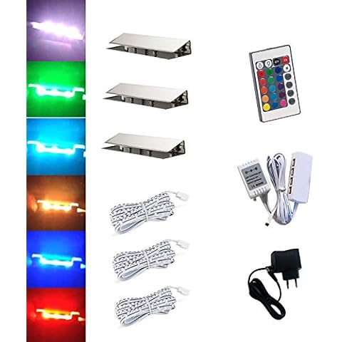 ACCE LED RGB Glaskantenbeleuchtung Glasbodenbeleuchtung Vitrinenbeleuchtung Clip Glas höchste Qualität Spiegel Edelstahl Cover