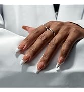 BTArtbox Press On Nails French Tip - Medium Coffin French Tip False Nails, 30 Pcs Natural Fake Na...