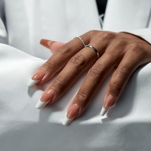 BTArtboxnails French Gel Nail Tips - French Tip Press on Nails Brown Medium Coffin XCOATTIPS for Nail Extensions