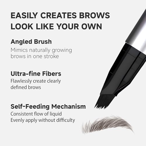 Unicos Eyebrow Pen, Angled Brow Brush, Eyebrow Pencils for Women, Natural Brow Pen, Hair-Like Strokes, 24hrs Long-Lasting, Waterproof, Smudge-Proof, Easy to Use, Multiple Uses, Coconut Detail