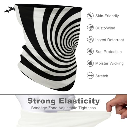 Psychedelic Spiral with Radial Unisex Face Mask Breathable Neck Gaiter Face Covers with Drawstring Seamless Bandanas Scarf3
