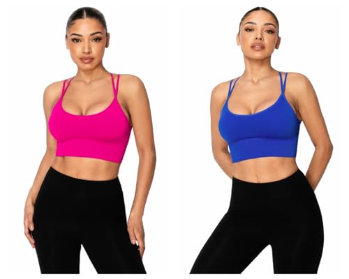 Image of Sykooria 3 Pack Strappy Sports Bra for Women Sexy Crisscross for Yoga Running Athletic Gym Workout Fitness Tank Tops