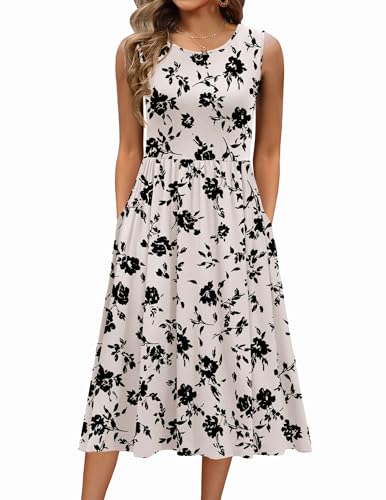 Image of Zeagoo Women's Summer Tank Midi Dress with Pockets Floral Sleeveless A-Line Casual Loose T-Shirt Dresses Beach Sundress 2026