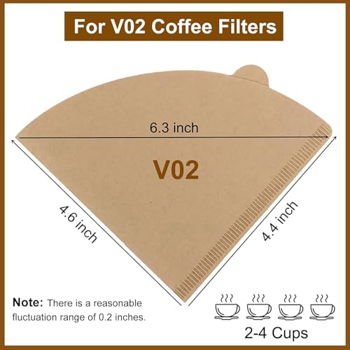 Image of TWYN Size 02 Unbleached Cone Filters,100 Count Disposable Natural Paper Filters for 2-4 Cup Pour Over and Drip Coffee Maker