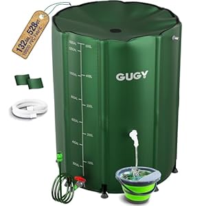 Rain Water Collection Barrel – 132 Gallon Water Storage Tank with Spigots, Portable Rain Catcher to Collect Rainwater from Gutter, Large Plastic Rain Catchment System with Collapsible Bucket