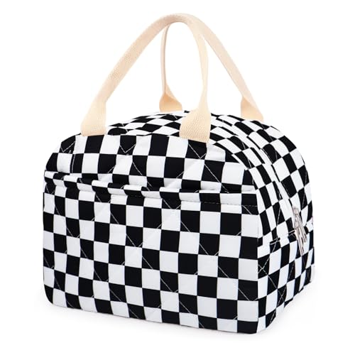 Cotton Quilted Insulated Lunch Bag, Reusable Quilted Floral Lunch Tote Bags