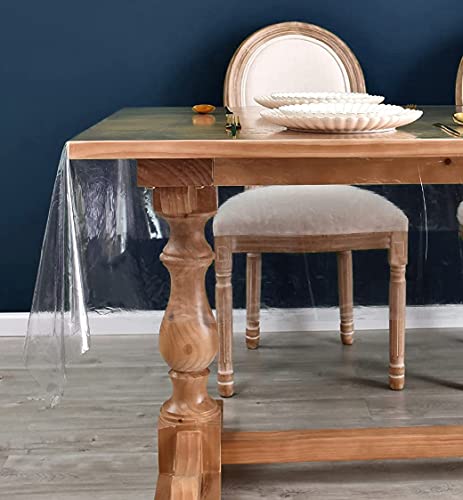 Best House Clear PVC Table Protector, Waterproof, Oil Proof Transparent Table Cover Clear Plastic Table Cloth Cover for Kitchen Coffee Office Dining Table (L x W)(100 X 137cm)