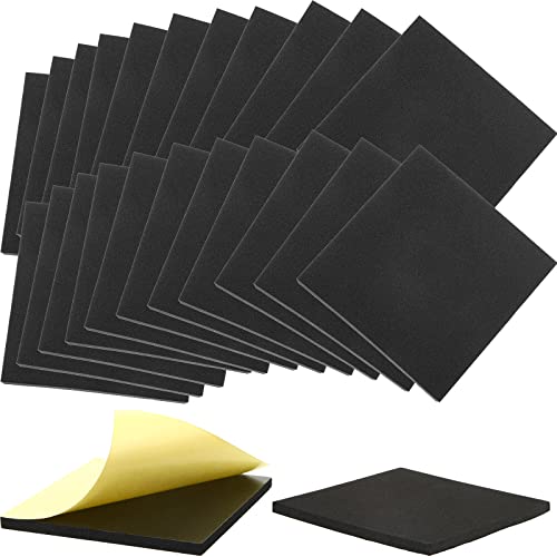 Frienda 24 Pcs Adhesive Foam Padding Sheets with Adhesive Closed Cell Backing Self Stick Neoprene Insulation Anti Vibration Rubber Slip Pad for Shock Absorption Craft Furniture (4 x 4 x 1/4 Inch)