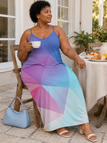 Image of SUZONANA Women Plus Size Summer Maxi Dress Spaghetti Strap Loose Sundress