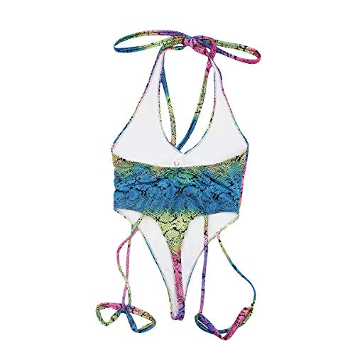 Women Rave Sexy Snakeskin Print Swimsuit Deep-V Monokini Bathing Suit for Dance3