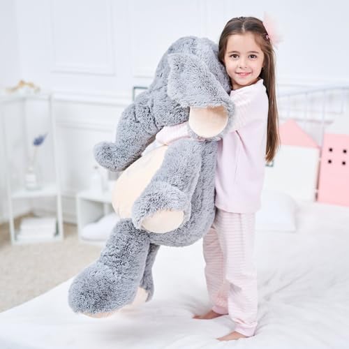 IKASA Großer Elefant Stofftier Riesenelefant Plüschtiere für Kinder (Grau, 100cm)
