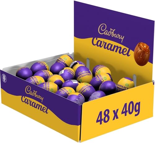 Cadbury Caramel Egg Single (Pack of 48). Easter Egg Hunt Thank you Gift Present Caramel Filled Chocolate Eggs OFFICIAL