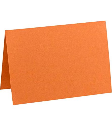 Image of LUXPaper A7 Folded Cards | 5 1 /8 inch x 7 inch | Mandarin Orange | 100lb. Cover | 50 Qty