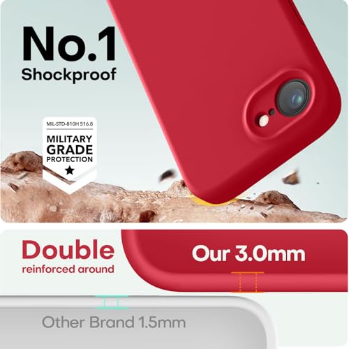 Image of LOVE 3000 Designed for iPhone 16e /17e Case, Premium Silicone with [Soft Anti-Scratch Microfiber Lining] Shockproof Protective Phone Case for Men Women Girls 6.1 inch, Red