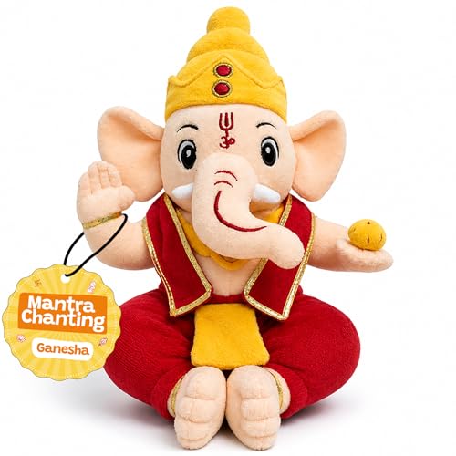 Image of WonderBuddy Divine Mantra Chanting Baby Ganesha with 10 Preloaded Mantras & Aartis, Musical Soft Plush Toy, Best Gift for Infants, Toddlers & Kids (Medium - 28 Cm)