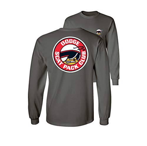 Dodge SCAT Pack Club Long Sleeve T-Shirt Front & Back, Charcoal, L