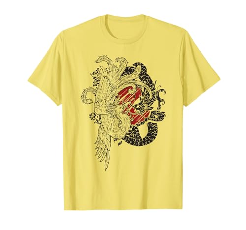 The Dragon And Bird Phoenix Ying Yang Chinese Fenghuang Art T-Shirt