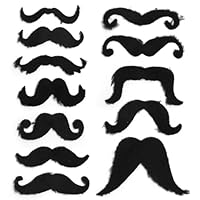 APOMOONS 12 Stück Set Schnurrbart zum Ankleben, Fake Bart für Kostüm Schnauzer zum Ankleben, Vollbart, Falscher Bart für Bärte zum Ankleben, 80er Schnurbart Kleben für Karneval, Halloween, Partys