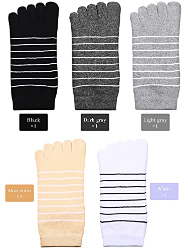 5 Pairs Stripe Toe Socks Finger Socks Low Cut Colorful Socks For Women Girl Supplies (Stylish Style, Classic Colors) #TOP1