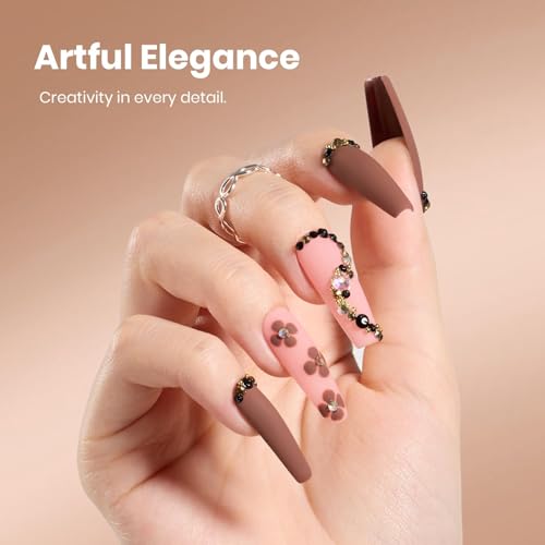 Image of Beetles Brown Gel Nail Polish - Mocha Mood 15ML /0.51Fl Oz, Dark Brown Gel Polish, Same Color Same Bottle STAY SHINING Series, Soak Off UV LED Lamp Nails Art, Long-Lasting Manicure Salon DIY Home
