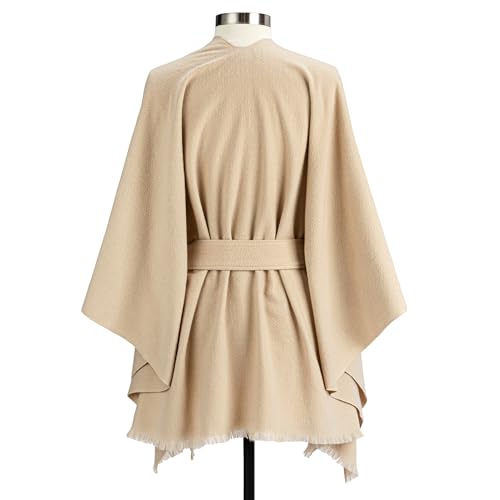 DEMDACO Waist Bow Tie Pullover Poncho Travel Wrap, One Size Fits Most Cotton2