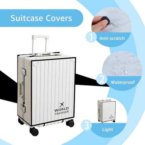 3PCS Luggage Covers, Dustproof Clear Suitcase Cover, Waterproof Pvc Luggage Protector, 3 Sizes Luggage Cover Protector 20 Inch 24 Inch 28 Inch, Reusable Cover for Luggage3