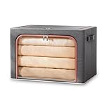Resszo Foldable Storage Box, Clothes Storage Boxes With Double Opening Zip And Clear Window, Sided Zip Top Lid, With Reinforced Handle for Storing Bedding, Blankets