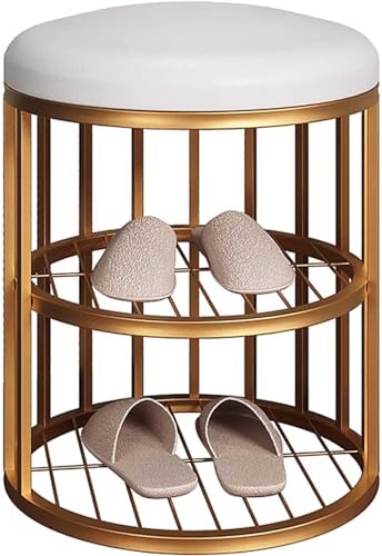 Étagère à chaussures en métal avec tabouret de rangement robuste - 2