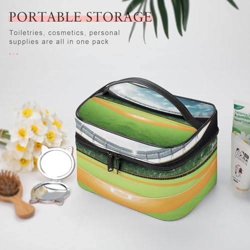 Bolsa de maquillaje para mujer con asa portátil grande e impermeable de viaje 5