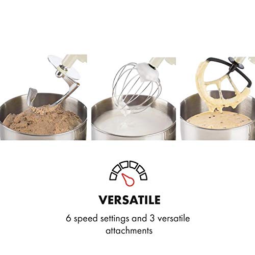 KLARSTEIN Lucia Morena • Multifunction Stand Mixer • Kitchen Machine •1300 Watts • 5.3 qt Bowl • 1.3 qt Mixing Glass • Meat Grinder • Pasta Maker • Blender • Adjustable Speed • Cream - Thumbnail 7