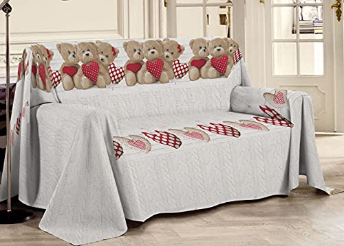 Tela decorativa cubretodo, 100% algodón, diseño de ositos, individual, color rojo