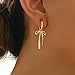Bow earrings for women - Gold bow earrings for women - Christmas Earrings - Trendy Elegant Bowtie Drop Dangle Hoop Stud Lightweight Hypoallergenic Christmas Jewellery Gift for Party Wedding Holiday (B:14k Gold Bow Earring)