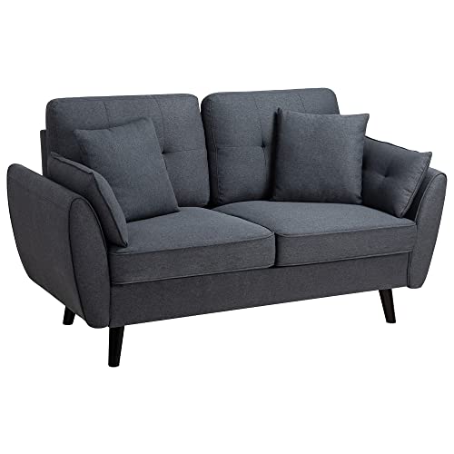 Jamfly 63" Modern Loveseat Sofa Couch,Mid Century Couches For Living Room, Upholstered 2-Seat Love Seats With Pillow, Comfortable Small Space Sofa For Bedroom, Apartment #TOP7
