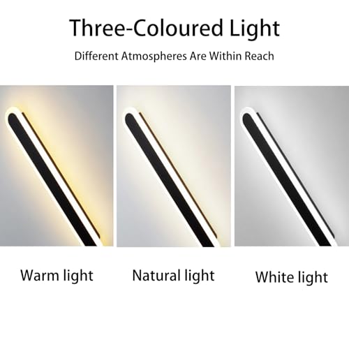 Luz de pared larga en aluminio negro con acabado minimalista de 3000K 2