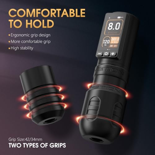 Ambition Torden Max Wireless Tattoo Machine 2400mAh Color Touch Screen-Rotary Tattoo Gun Cartridge Pen with Torque 180 g.cm Brushless Motor Straight Drive Bar for Tattoo Artist