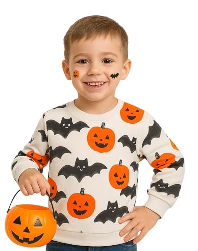 Image of HILEELANG Toddler Boy Sweatshirts Crewneck Long Sleeve Pullover Cotton Graphic Christmas Clothing