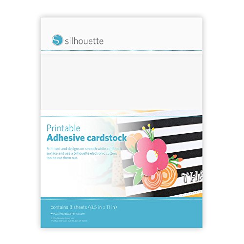 Silhouette America Silhouette Printable Adhesive Cardstock 8.5"X11" 8/Pkg-White, 8.5" X 11"