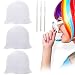 Highlighting Silicone Cap Reusable for Professional Salon Dye Frosting Hair Coloring Bleaching Highlight Dyeing MagiCap Styling Hairdressing Tools with Hook for Women Girls Man (White Pack of 3)