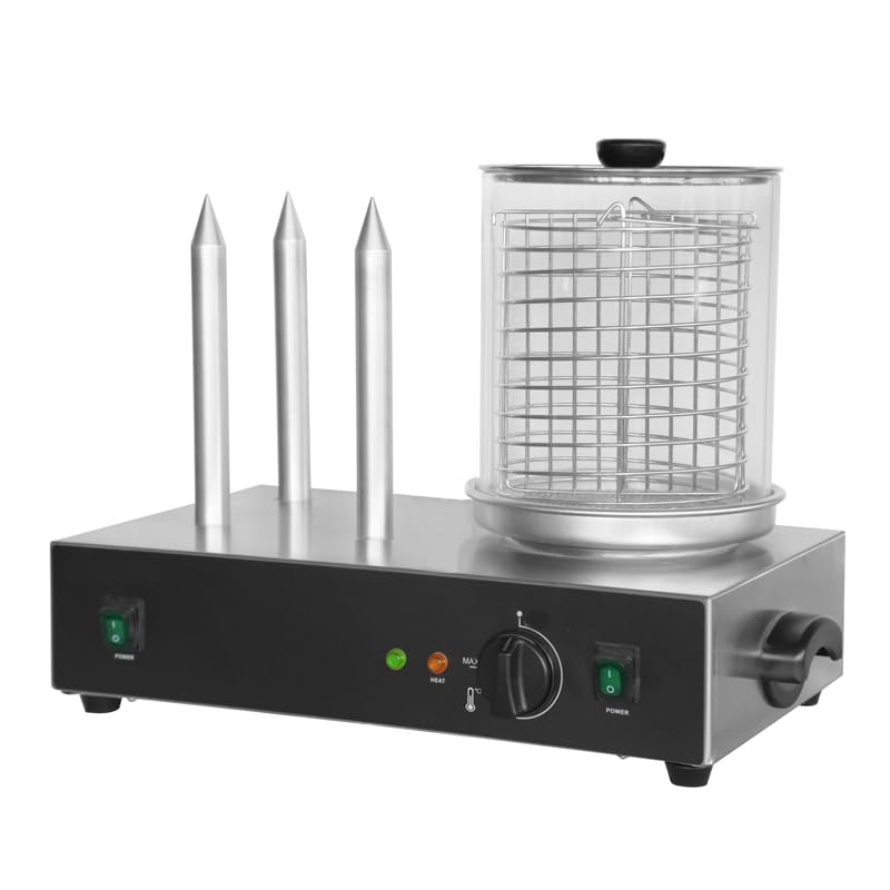 Chauffe Hot-Dog Électrique 3 Plots - Cuve Inox - 0,7 kW - Chauffe-Pains et Saucisses Professionnel