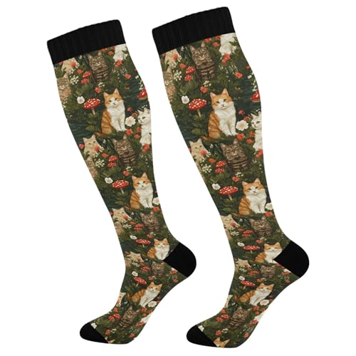 Fashion Cute Socks For Men And Women Compression Sock 15-20 mmHg for Nurses, Pregnancy, Flying, Running,Travel Sturdy Manx Cats A River