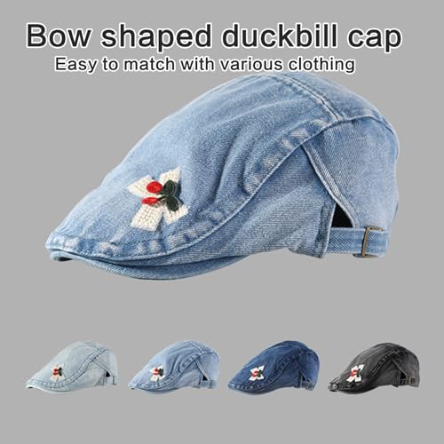 Girls Painter Hat Duckbill Hat Berets for Holiday Photography Handmade Casual Black4