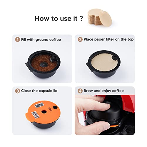 Blue Reusable Coffee Capsules For Bosch Tassimo 60+180 Ml With Silicone Lid Plus 100 Pcs Replacement Paper Filters For Bosch Tassimo Refillable Coffee Pods #TOP7