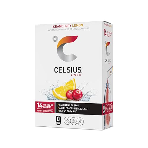 Image of CELSIUS On The Go Cranberry Lemon, Sugar Free Energy Drink Mix (14 Sticks per Pack), 2.5 Ounce (Pack of 6)