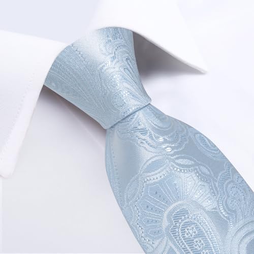 Image of DiBanGu Mens Paisley Tie Sets Silk Jacquard Woven Floral Necktie and Pocket Square Cufflinks Wedding Business Party