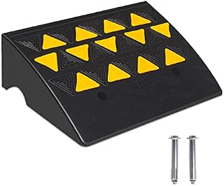 tonchean Rubber Kerb Ramp Reflective Curb Ramp 16cm Non Slip Threshold Ramp Car Ramp with 2 bolts Wheelchair Doorstep Ramp for Garage Sidewalk Driveway Truck Scooter Motorcycle