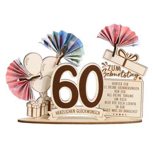 BOFUNX Geldgeschenke zum 60. Geburtstag für Männer Frauen Holz Verpackung Geschenke 60 Geburtstag Jubiläum Geburtstag Holz Schild Gästebuch Geburtstagsgeschenk 60 Geburtstag Geschenk Tischdeko BOFUNX Geldgeschenke zum 60. Geburtstag für Männer Frauen Holz Verpackung Geschenke 60 Geburtstag Jubiläum Geburtstag Holz Schild Gästebuch Geburtstagsgeschenk 60 Geburtstag Geschenk Tischdeko